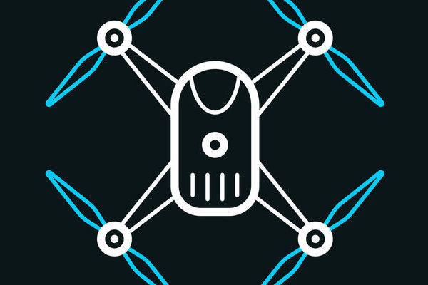 Icons of "Drone - Quadcopter" for your own design. Two versions of line icon with editable strokes included in the bundle: - One black and blue icon on a blank background. - One white and blue icon on a black background. Vector Illustration (EPS file, well layered and grouped). Easy to edit, manipulate, resize or colorize. Vector and Jpeg file of different sizes.
