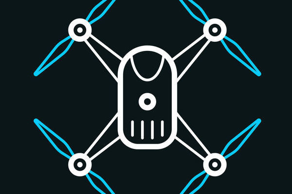 Icons of "Drone - Quadcopter" for your own design. Two versions of line icon with editable strokes included in the bundle: - One black and blue icon on a blank background. - One white and blue icon on a black background. Vector Illustration (EPS file, well layered and grouped). Easy to edit, manipulate, resize or colorize. Vector and Jpeg file of different sizes.